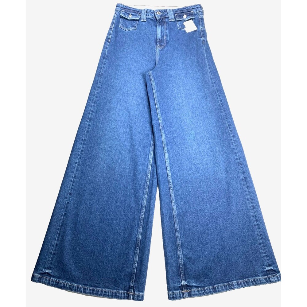 Free People We The Free Kellee High Rise Palazzo Jeans Blue NWT 30 - Picture 2 of 12